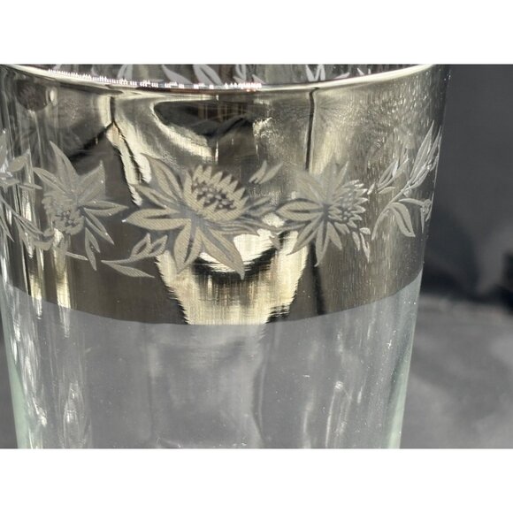 Vintage Dorothy Thorpe Thistle Silver Banded MCM HIghball Cocktail Glasses set o - Picture 6 of 6